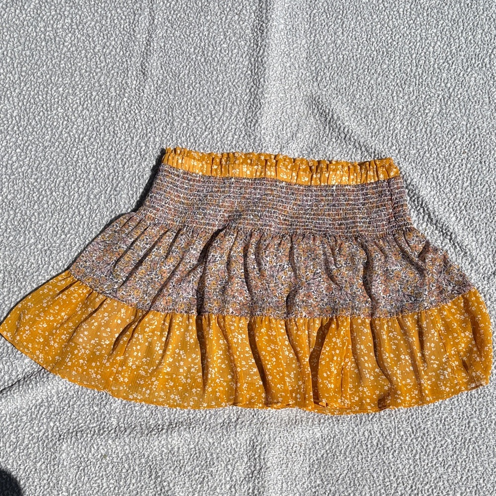 Banana Republic Yellow and Gray Floral Mini Skirt